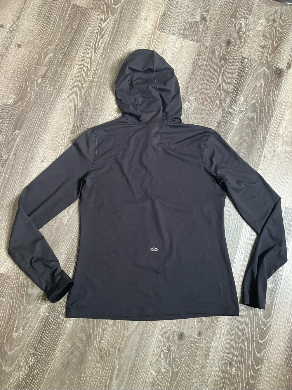 Alo Yoga black Alosoft Hooded Runner long-sleeve top